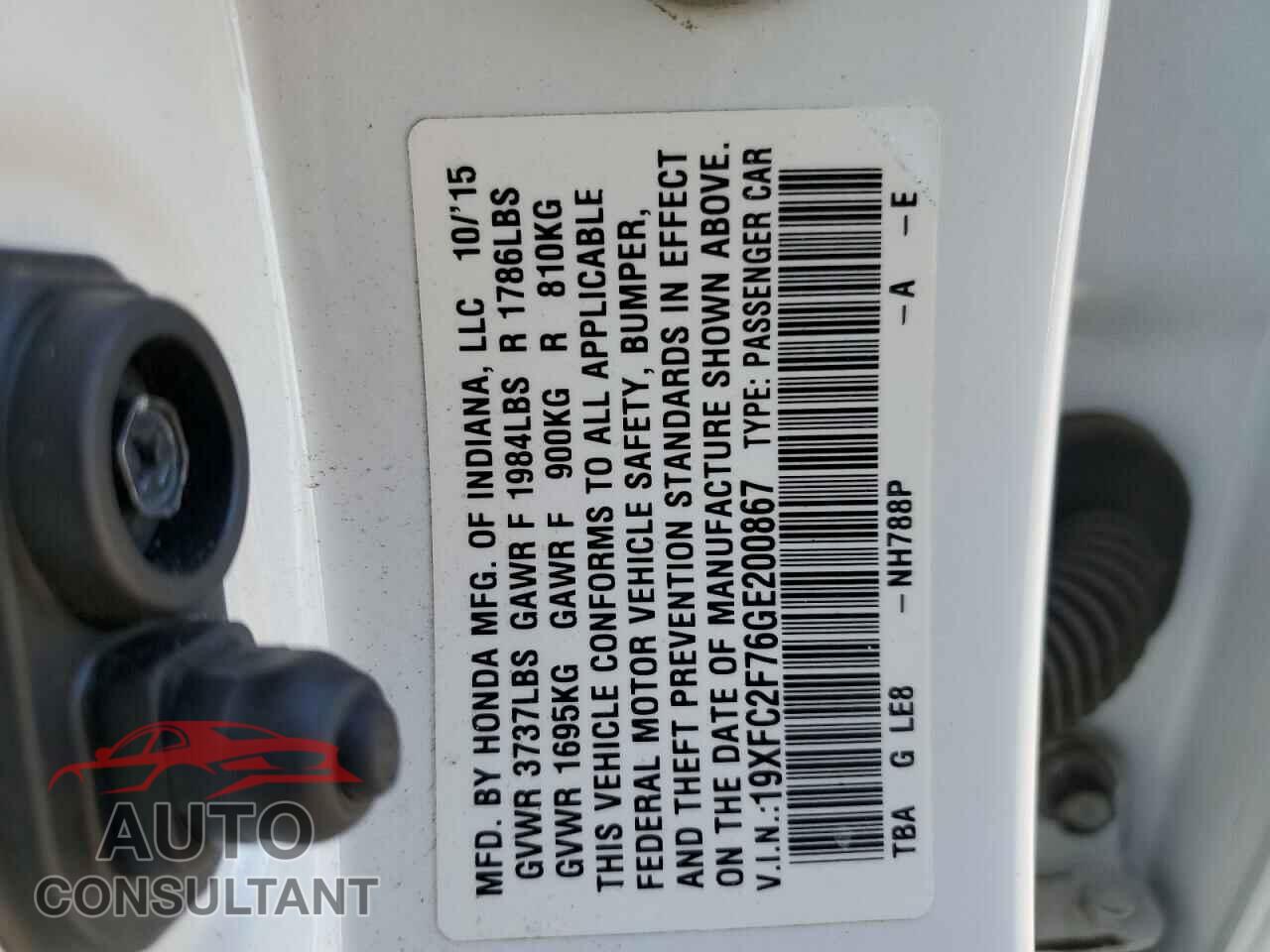 HONDA CIVIC 2016 - 19XFC2F76GE200867