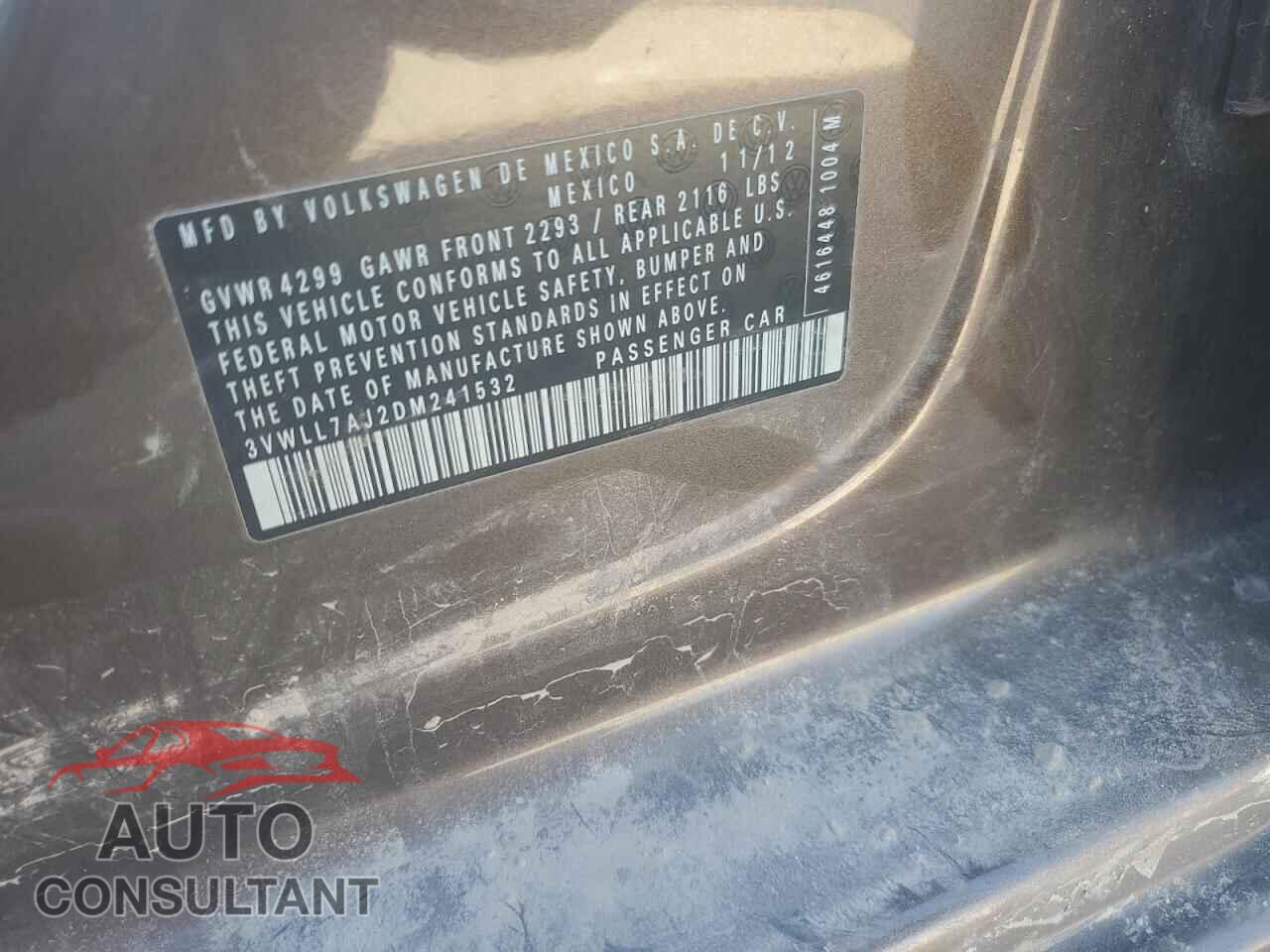 VOLKSWAGEN JETTA 2013 - 3VWLL7AJ2DM241532