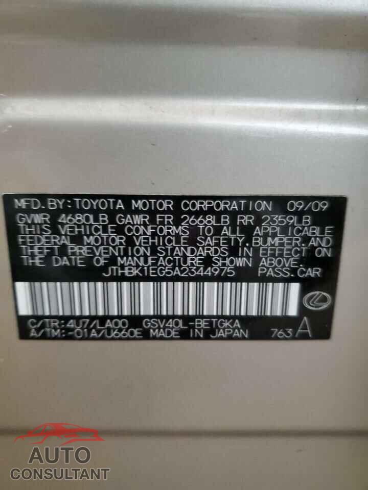 LEXUS ES350 2010 - JTHBK1EG5A2344975