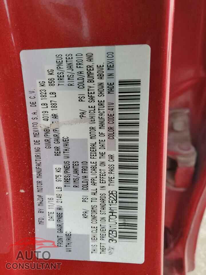 MAZDA 3 2017 - 3MZBN1U70HM115226