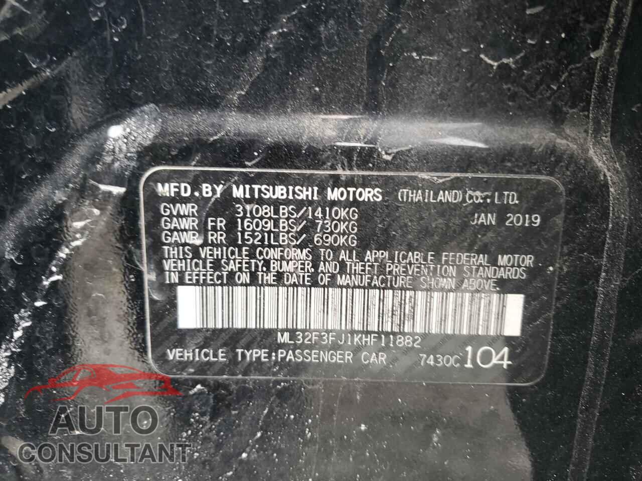 MITSUBISHI MIRAGE 2019 - ML32F3FJ1KHF11882