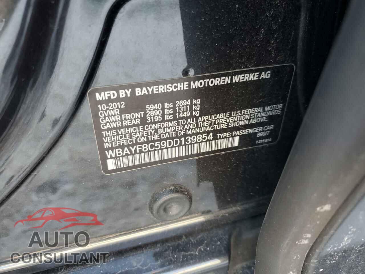 BMW 7 SERIES 2013 - WBAYF8C59DD139854