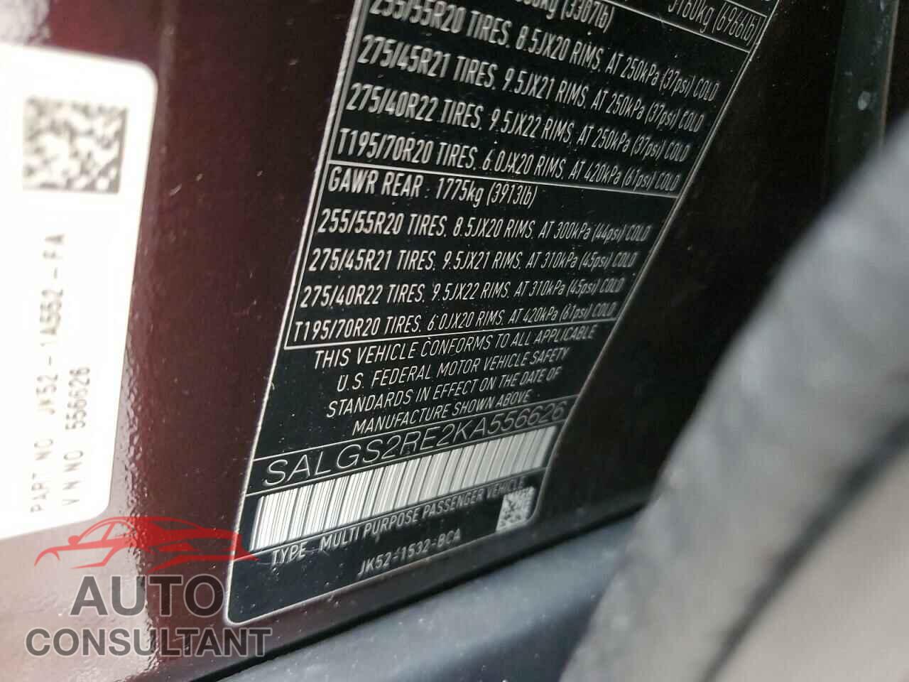 LAND ROVER RANGEROVER 2019 - SALGS2RE2KA556626