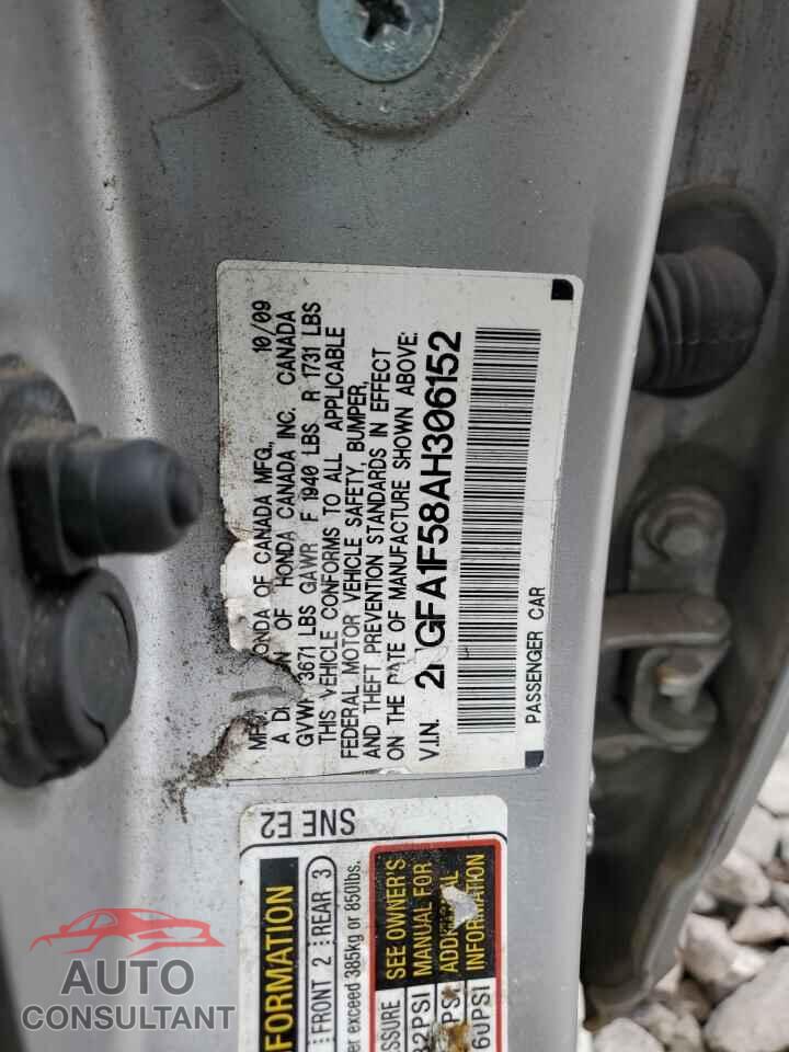 HONDA CIVIC 2010 - 2HGFA1F58AH306152