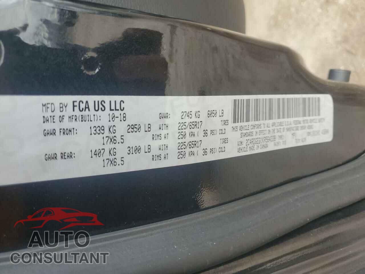 DODGE CARAVAN 2019 - 2C4RDGEG1KR564338