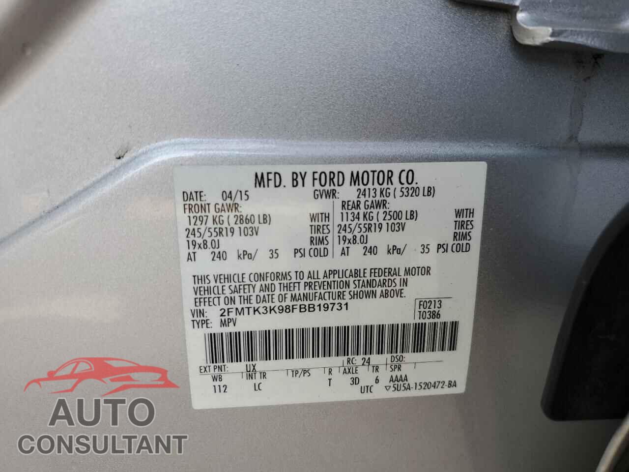 FORD EDGE 2015 - 2FMTK3K98FBB19731