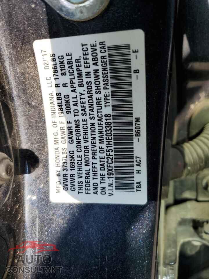 HONDA CIVIC 2017 - 19XFC2F51HE033818