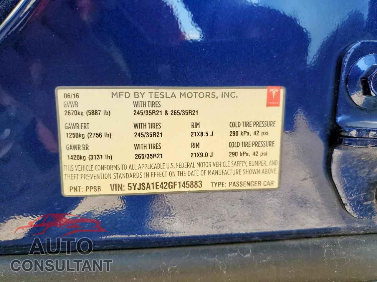 TESLA MODEL S 2016 - 5YJSA1E42GF145883