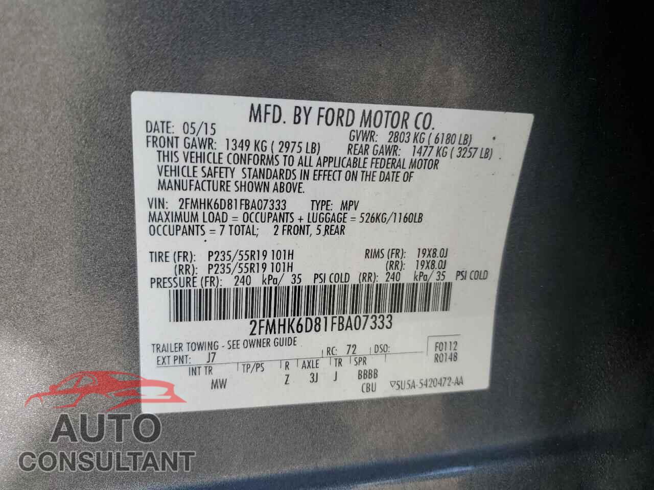 FORD FLEX 2015 - 2FMHK6D81FBA07333