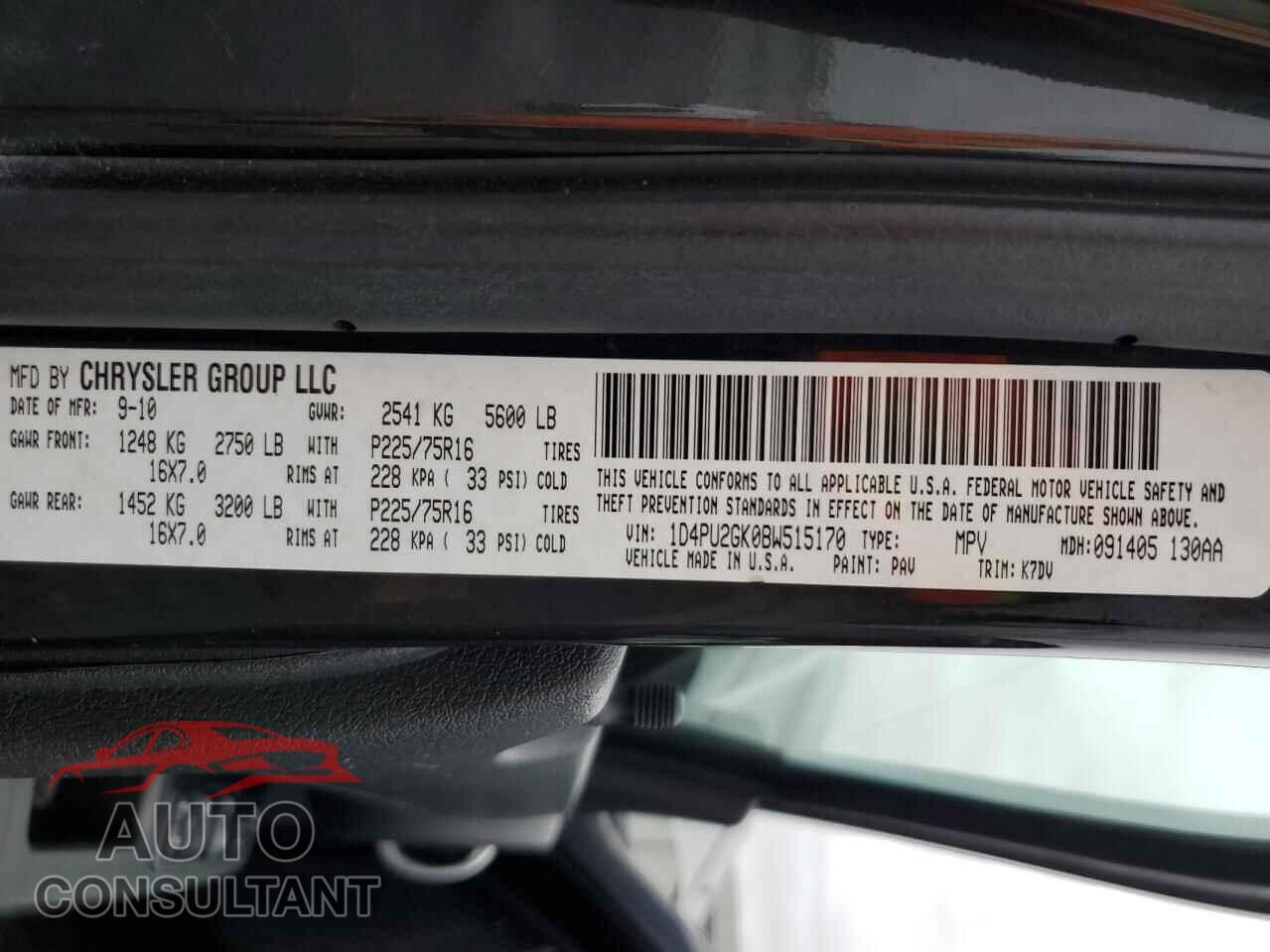 DODGE NITRO 2011 - 1D4PU2GK0BW515170