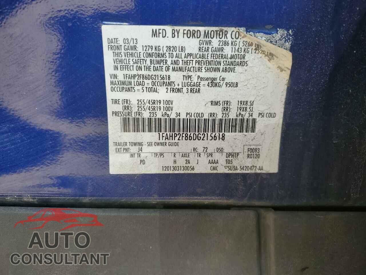 FORD TAURUS 2013 - 1FAHP2F86DG215618