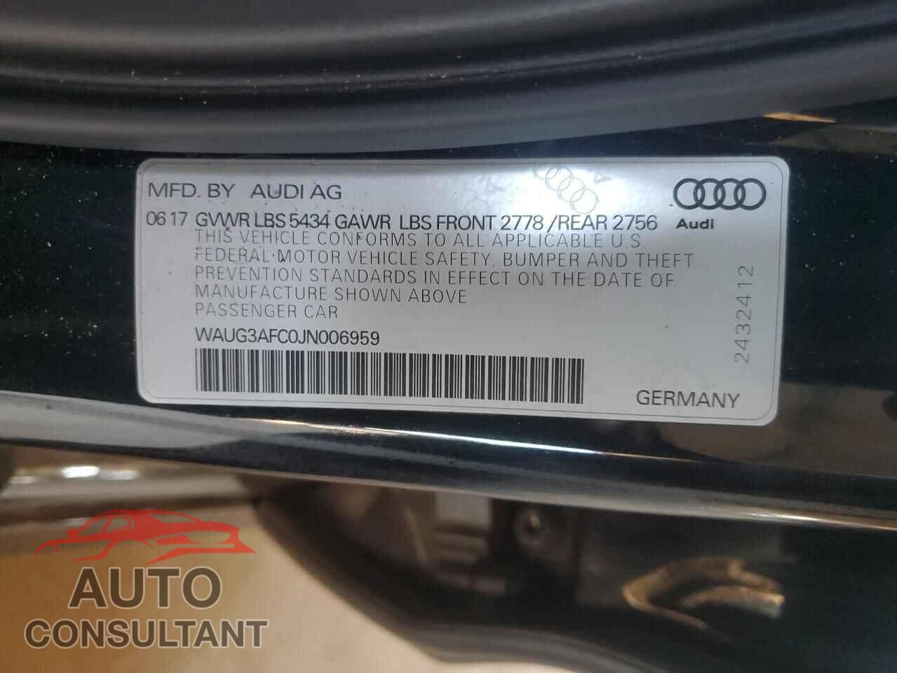 AUDI A6 2018 - WAUG3AFC0JN006959