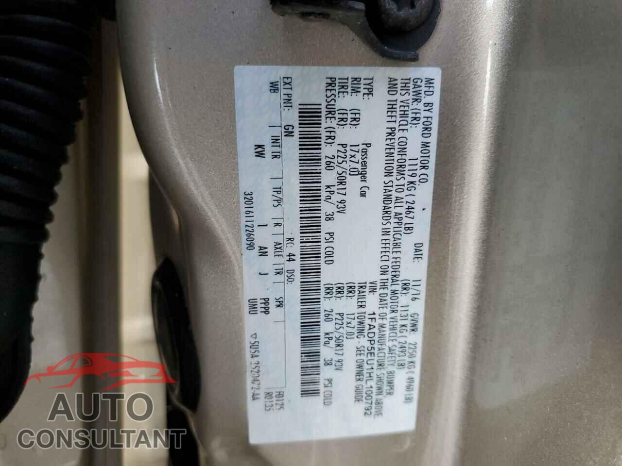 FORD CMAX 2017 - 1FADP5EU1HL100792
