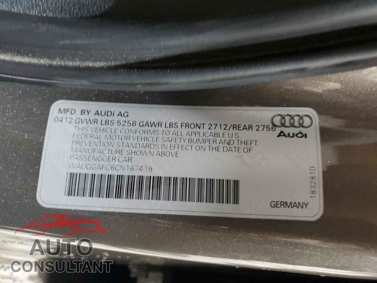 AUDI A6 2012 - WAUGGAFC6CN167419