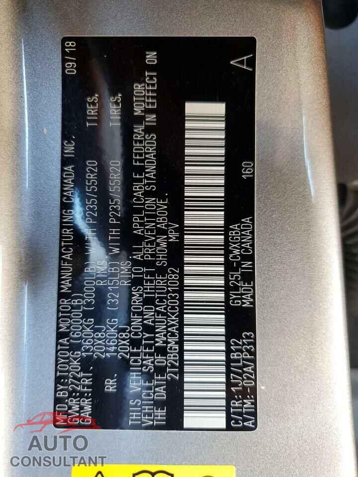LEXUS RX450 2019 - 2T2BGMCAXKC031082