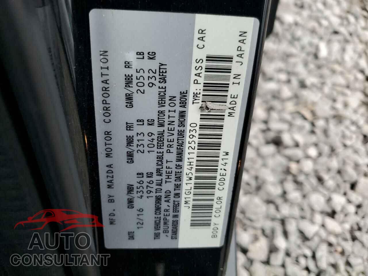 MAZDA 6 2017 - JM1GL1W54H1125930
