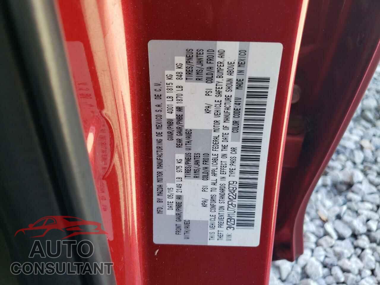 MAZDA 3 2015 - 3MZBM1U72FM224979