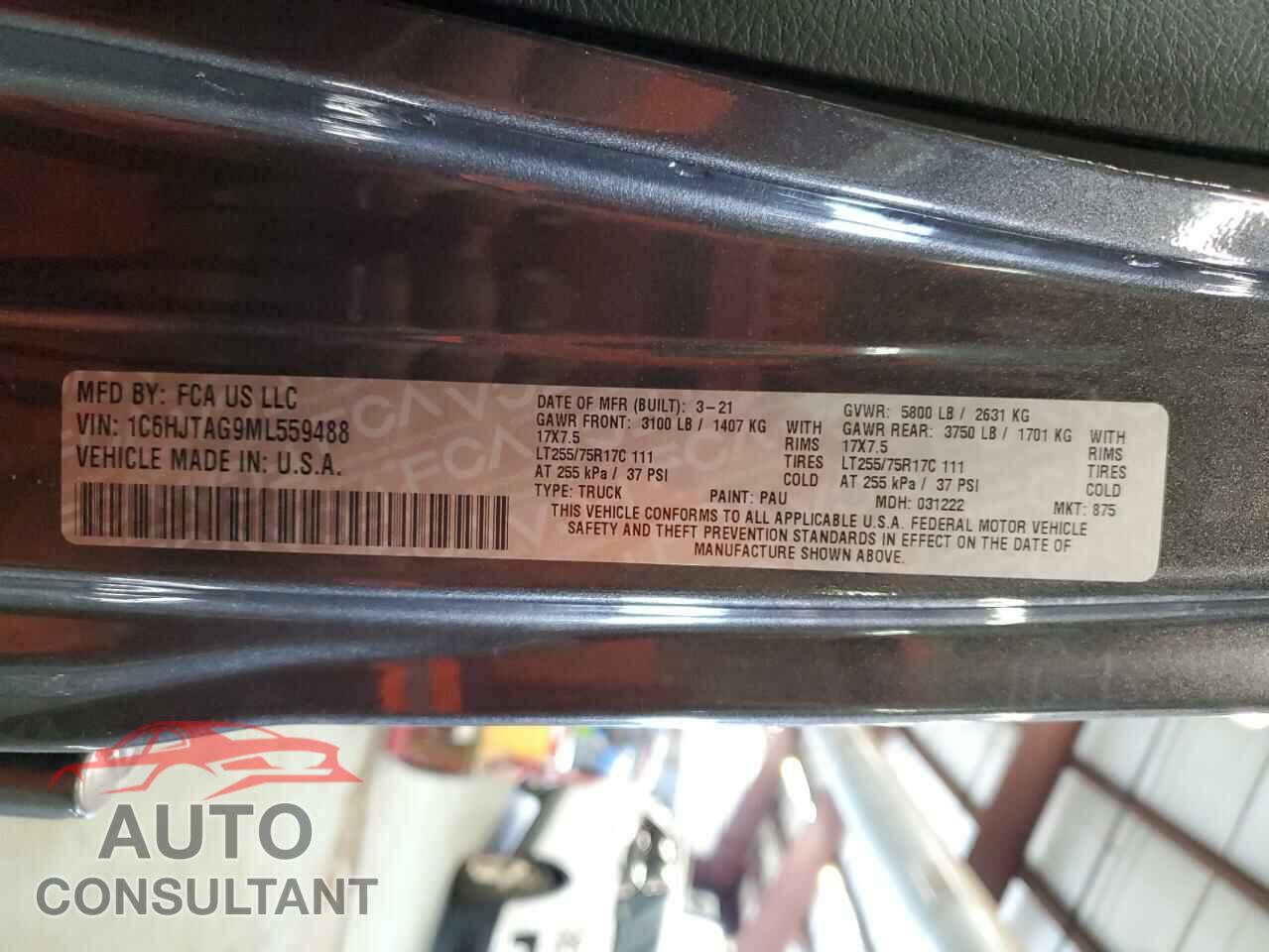 JEEP GLADIATOR 2021 - 1C6HJTAG9ML559488