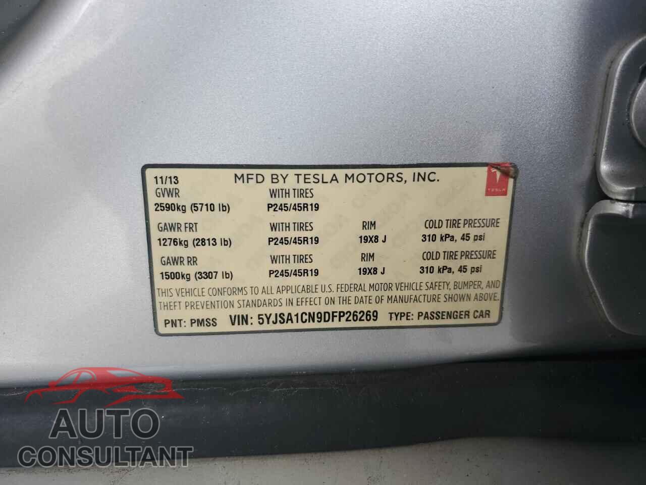 TESLA MODEL S 2013 - 5YJSA1CN9DFP26269