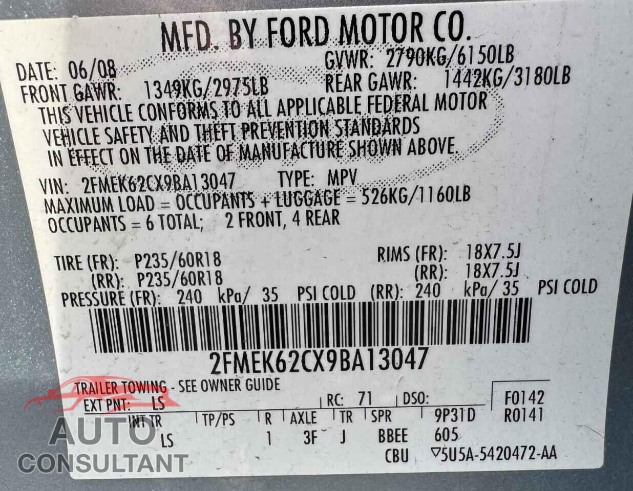 FORD FLEX 2009 - 2FMEK62CX9BA13047