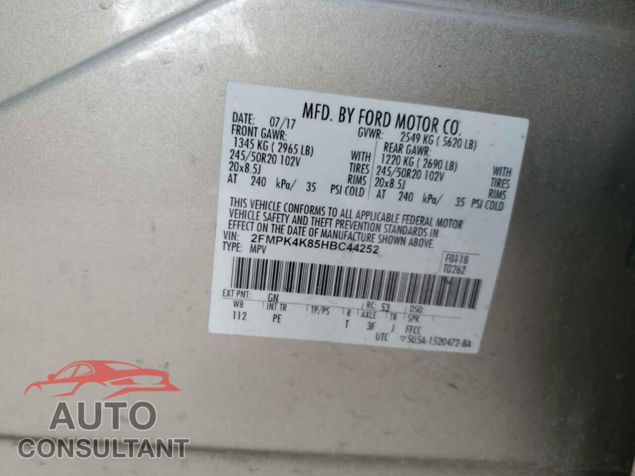 FORD EDGE 2017 - 2FMPK4K85HBC44252