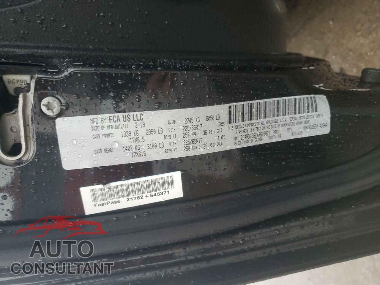 DODGE CARAVAN 2019 - 2C4RDGEG2KR670877