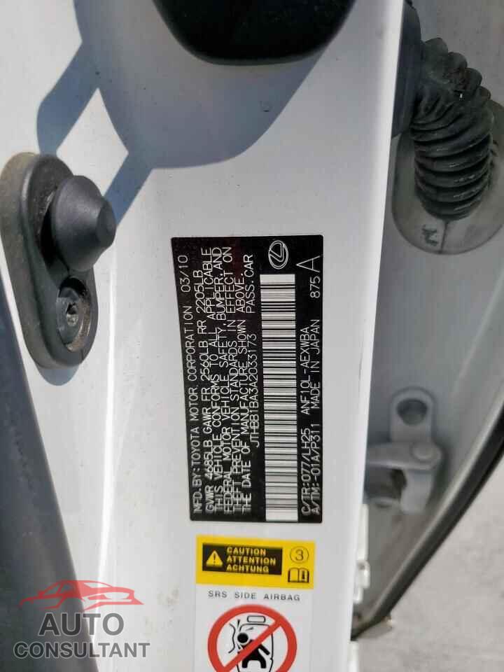 LEXUS HS 2010 - JTHBB1BA3A2033173