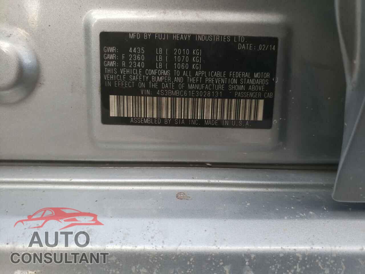 SUBARU LEGACY 2014 - 4S3BMBC61E3028131
