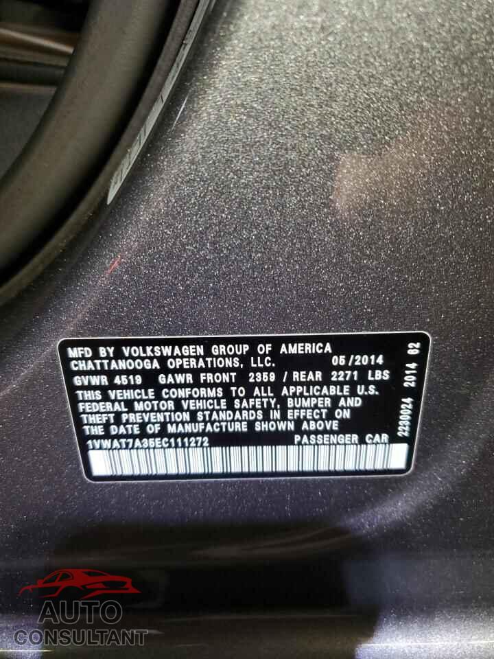 VOLKSWAGEN PASSAT 2014 - 1VWAT7A35EC111272