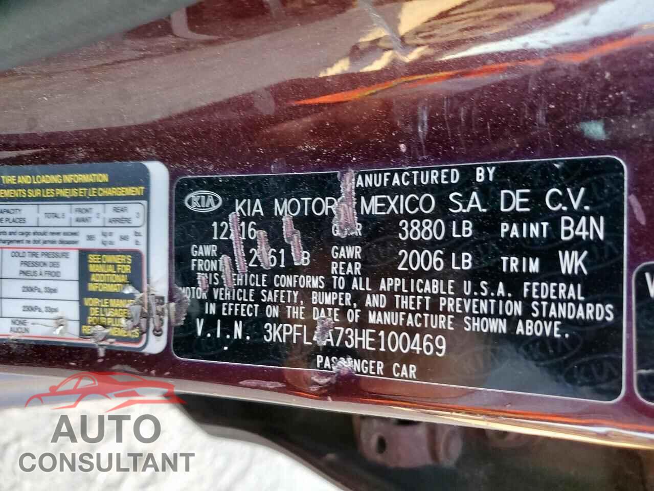 KIA FORTE 2017 - 3KPFL4A73HE100469
