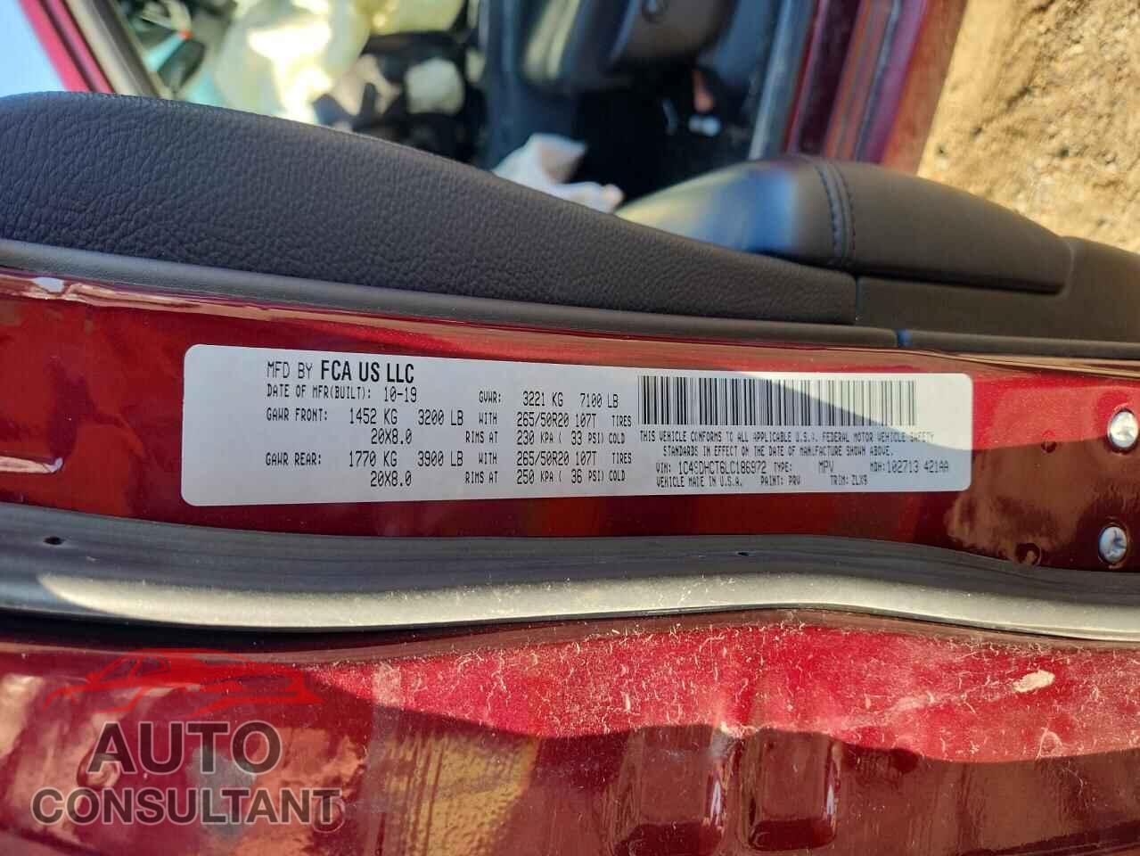 DODGE DURANGO 2020 - 1C4SDHCT6LC186972