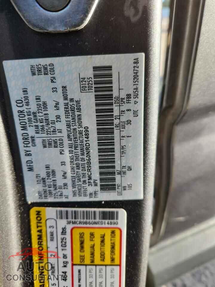 FORD BRONCO 2022 - 3FMCR9B60NRD14890