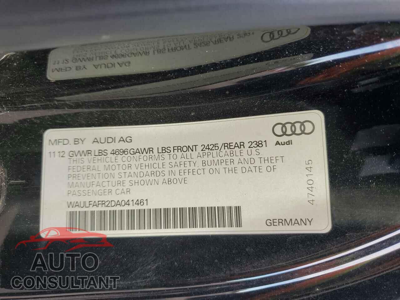 AUDI A5 2013 - WAULFAFR2DA041461