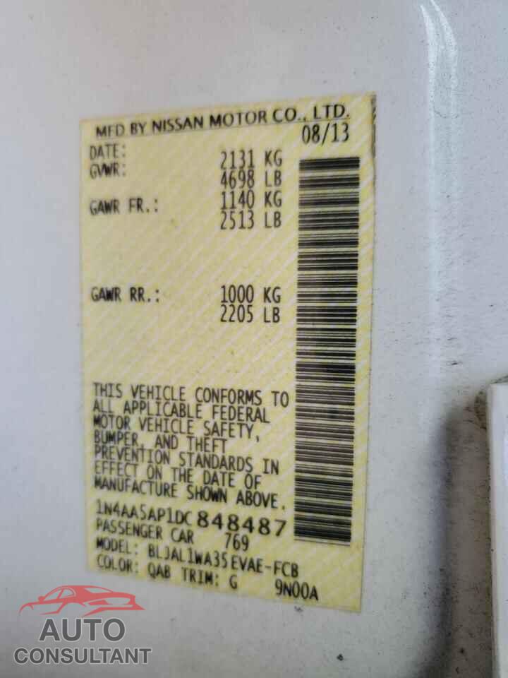 NISSAN MAXIMA 2013 - 1N4AA5AP1DC848487