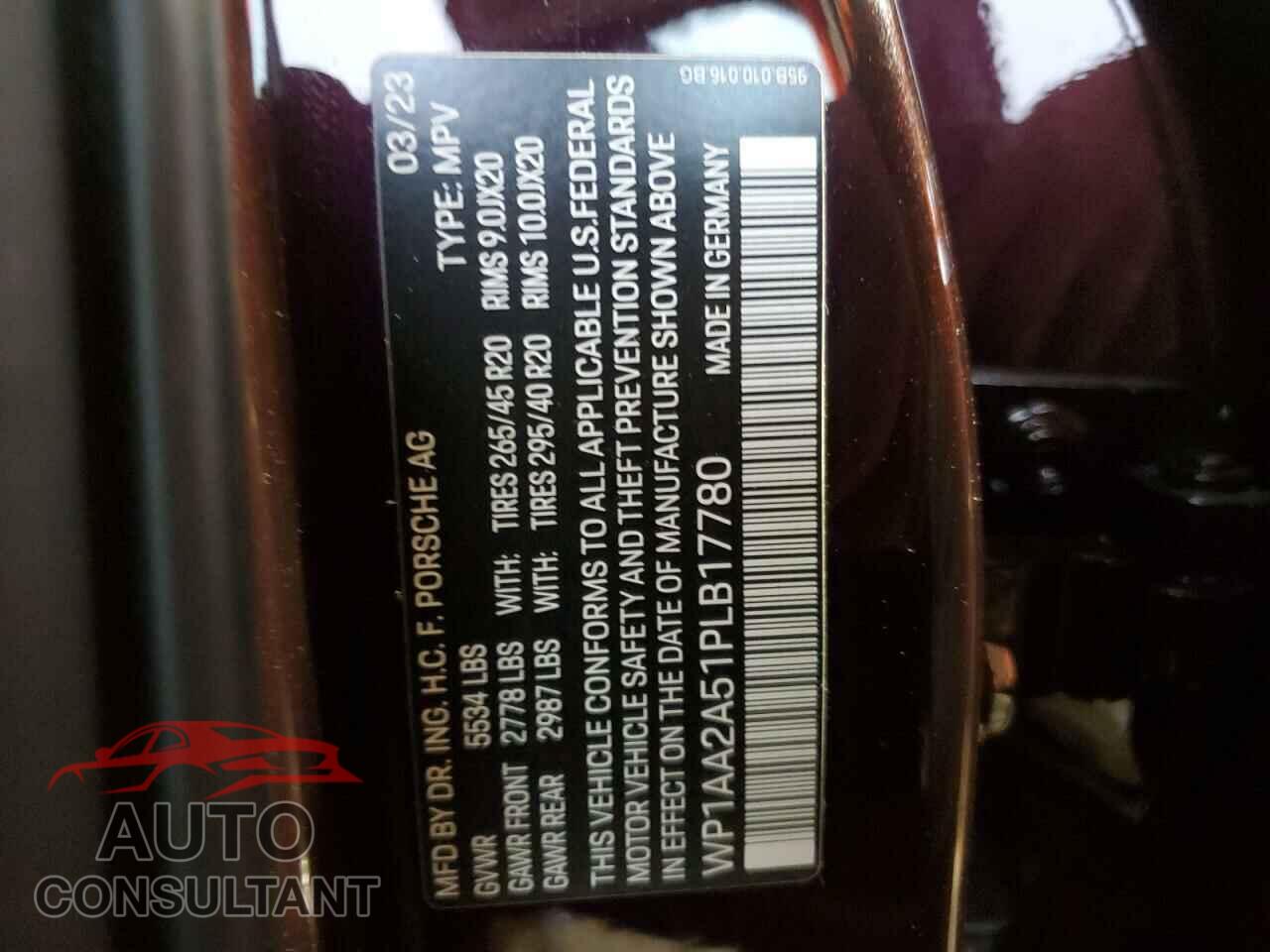 PORSCHE MACAN BASE 2023 - WP1AA2A51PLB17780