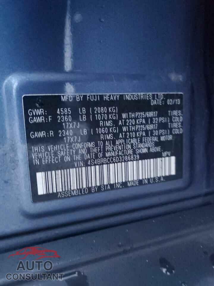 SUBARU OUTBACK 2013 - 4S4BRBCC6D3286839