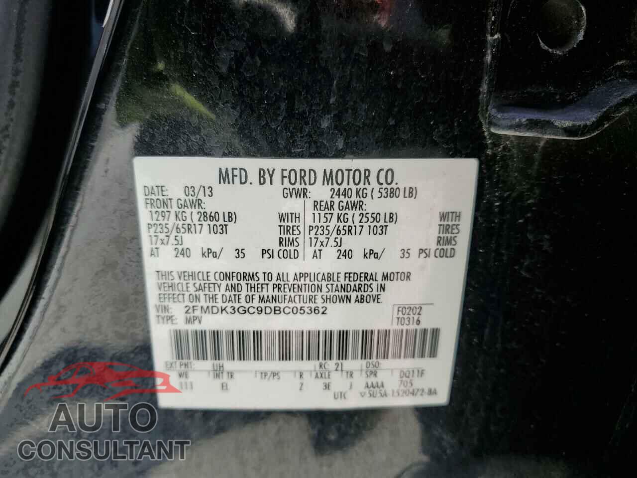 FORD EDGE 2013 - 2FMDK3GC9DBC05362