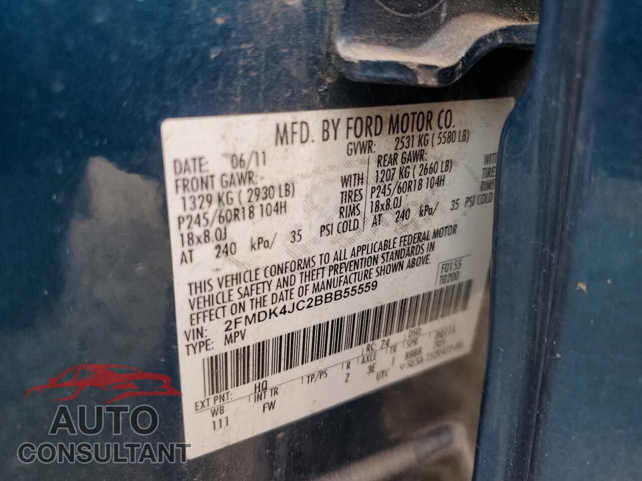 FORD EDGE 2011 - 2FMDK4JC2BBB55559
