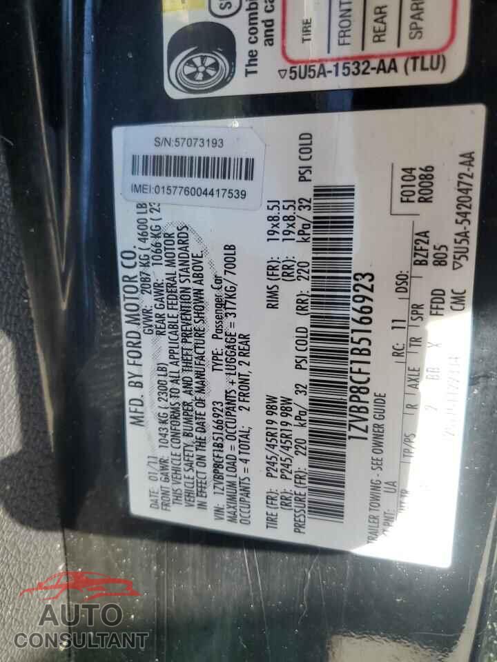 FORD MUSTANG 2011 - 1ZVBP8CF1B5166923