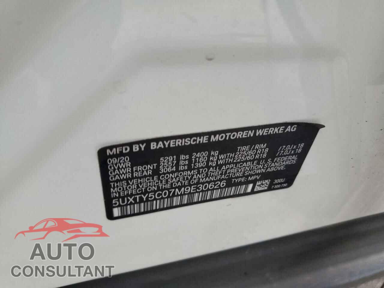 BMW X3 2021 - 5UXTY5C07M9E30626