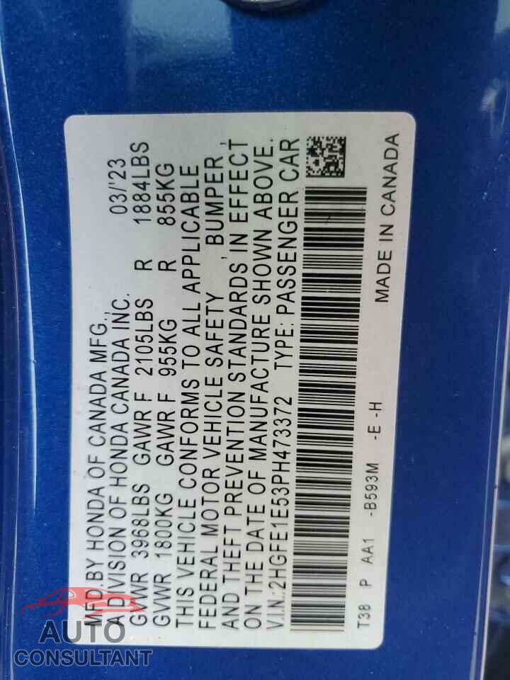 HONDA CIVIC 2023 - 2HGFE1E53PH473372