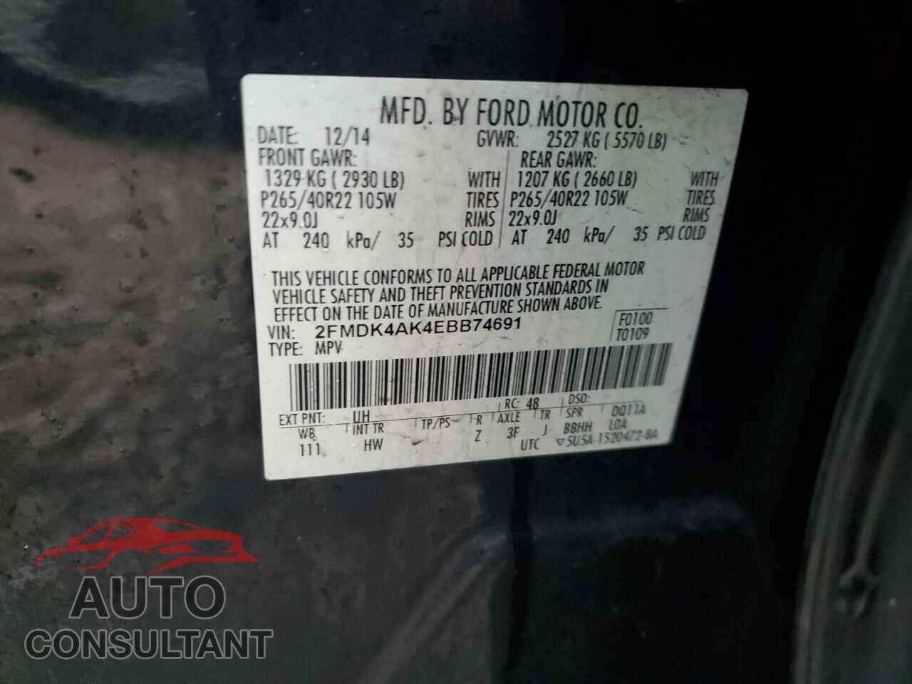 FORD EDGE 2014 - 2FMDK4AK4EBB74691