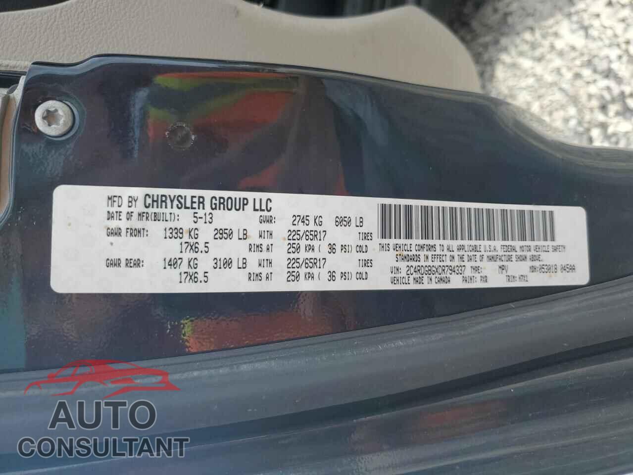 DODGE CARAVAN 2013 - 2C4RDGBGXDR794337
