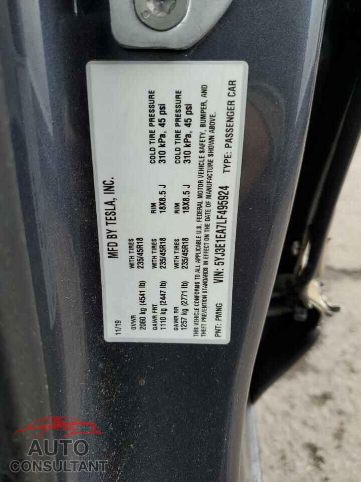 TESLA MODEL 3 2020 - 5YJ3E1EA7LF495924