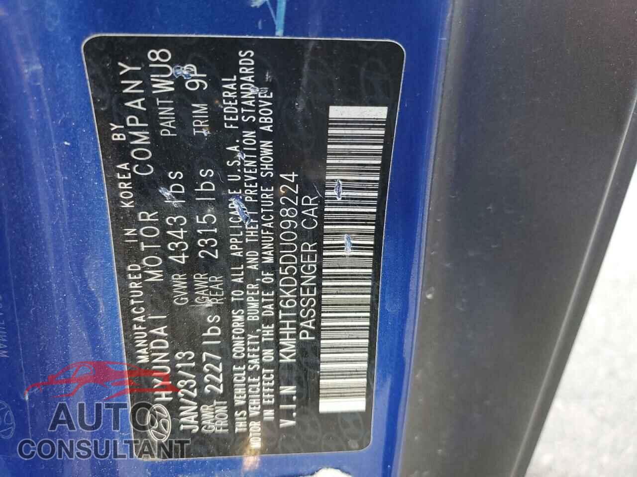 HYUNDAI GENESIS 2013 - KMHHT6KD5DU098224