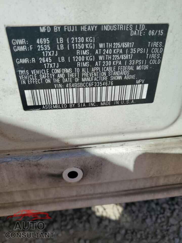 SUBARU OUTBACK 2015 - 4S4BSBCC6F3354676