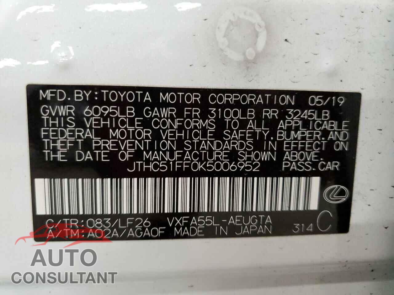 LEXUS LS500 2019 - JTHC51FF0K5006952