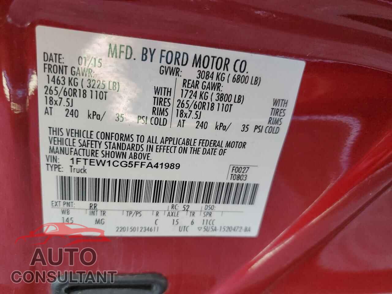 FORD F-150 2015 - 1FTEW1CG5FFA41989