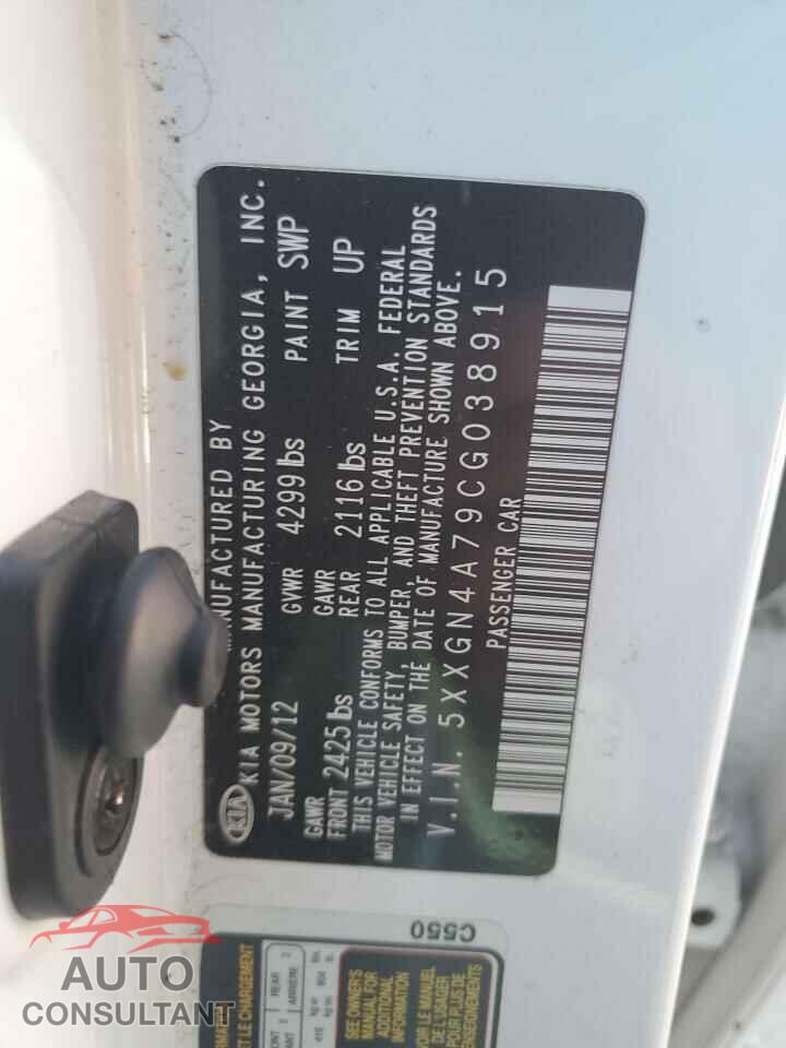 KIA OPTIMA 2012 - 5XXGN4A79CG038915