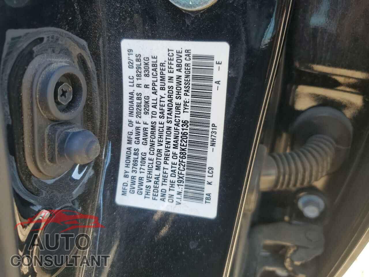 HONDA CIVIC 2019 - 19XFC2F68KE206136